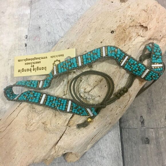 Amrita Singh turquoise beaded sliding choker - Picture 2 of 5